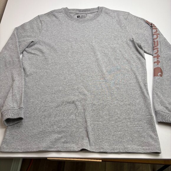 Carhartt Sleeve Logo Long Sleeve T-Shirt Gray Womens Medium - Picture 1 of 7